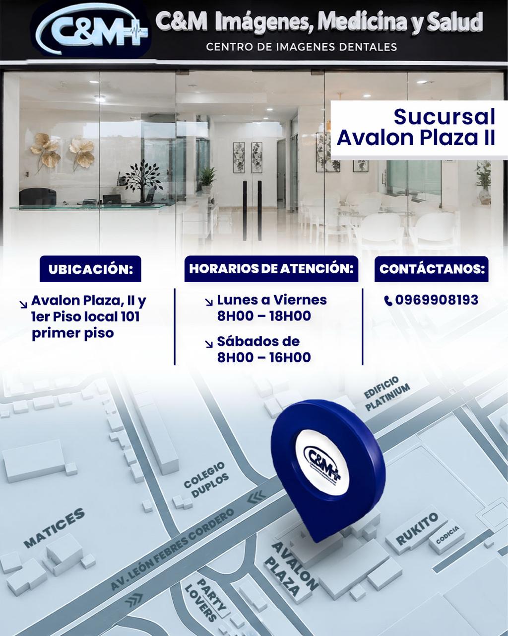 Croquis y horarios de la sucursal Avalon Plaza II
